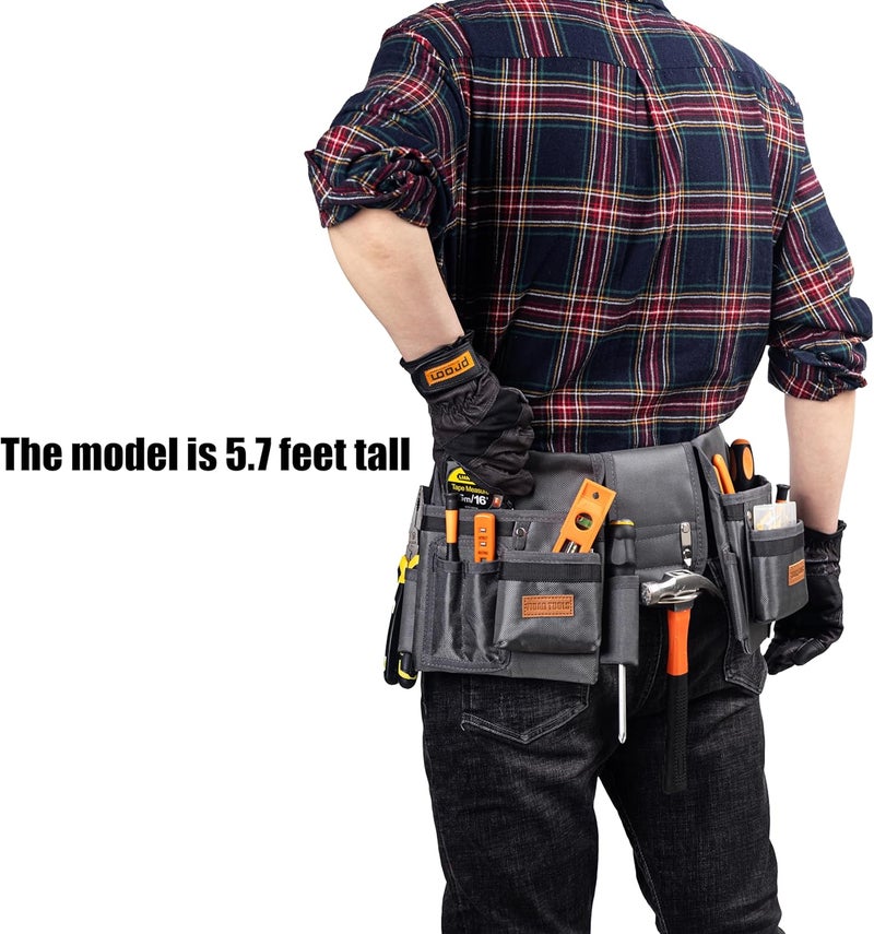 VIDAR TOOLS Tool Belt,12 Pockets Tool Belts for Men, Heavy Duty Carpenter/Construction/DIY'er/Electrician .Double layer thickened polyester fiber with waterproof coating. - Image 5
